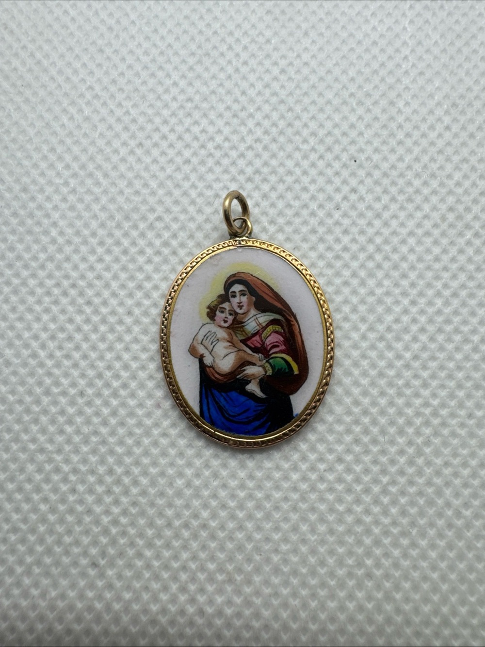 Religious Pendant Sancta Maria Mater Dei Ora Mary Jesus 14k Gold Pendant Charm